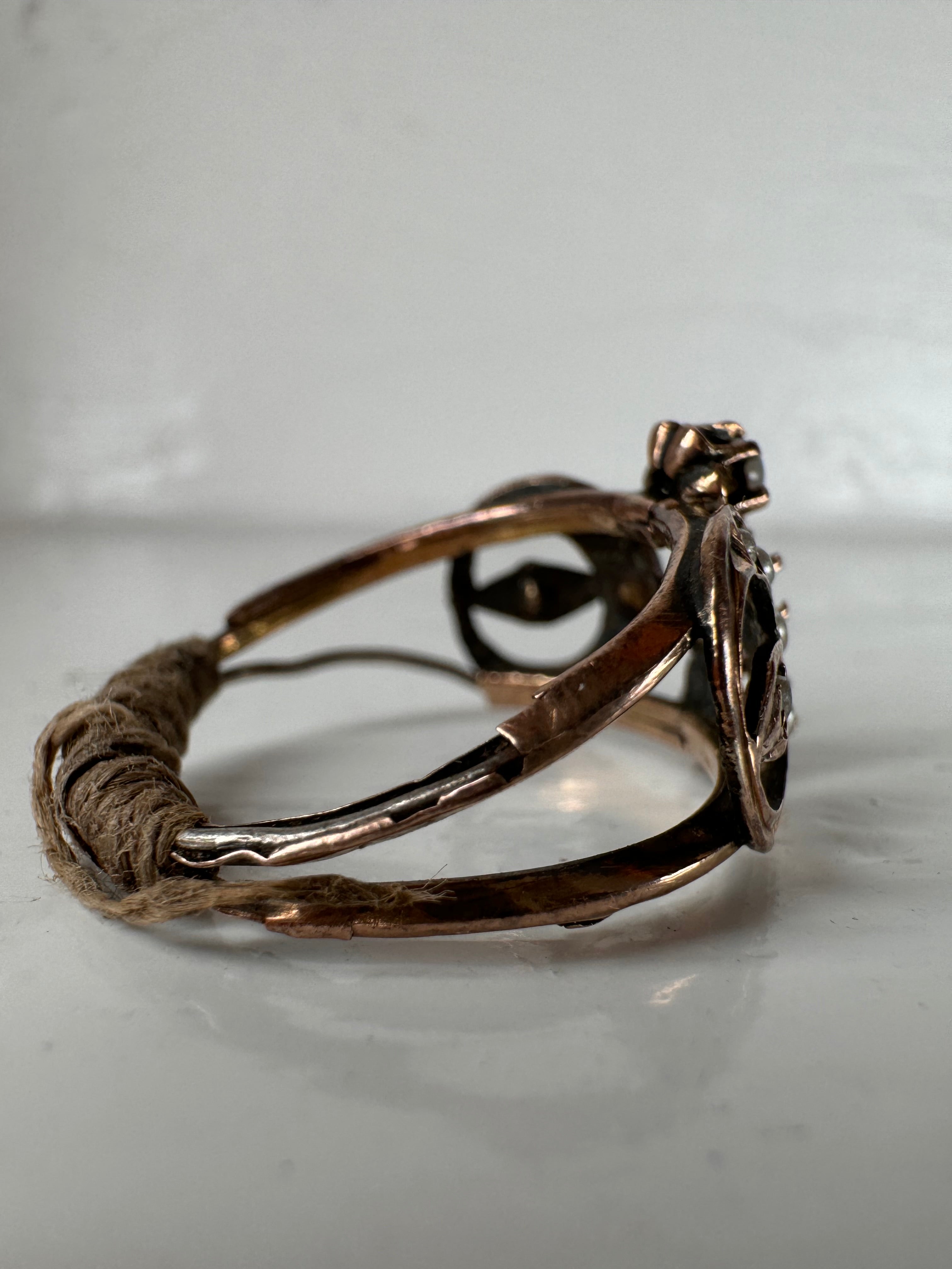 Vintage Italian Rose Metal Pearl Ornate Ring