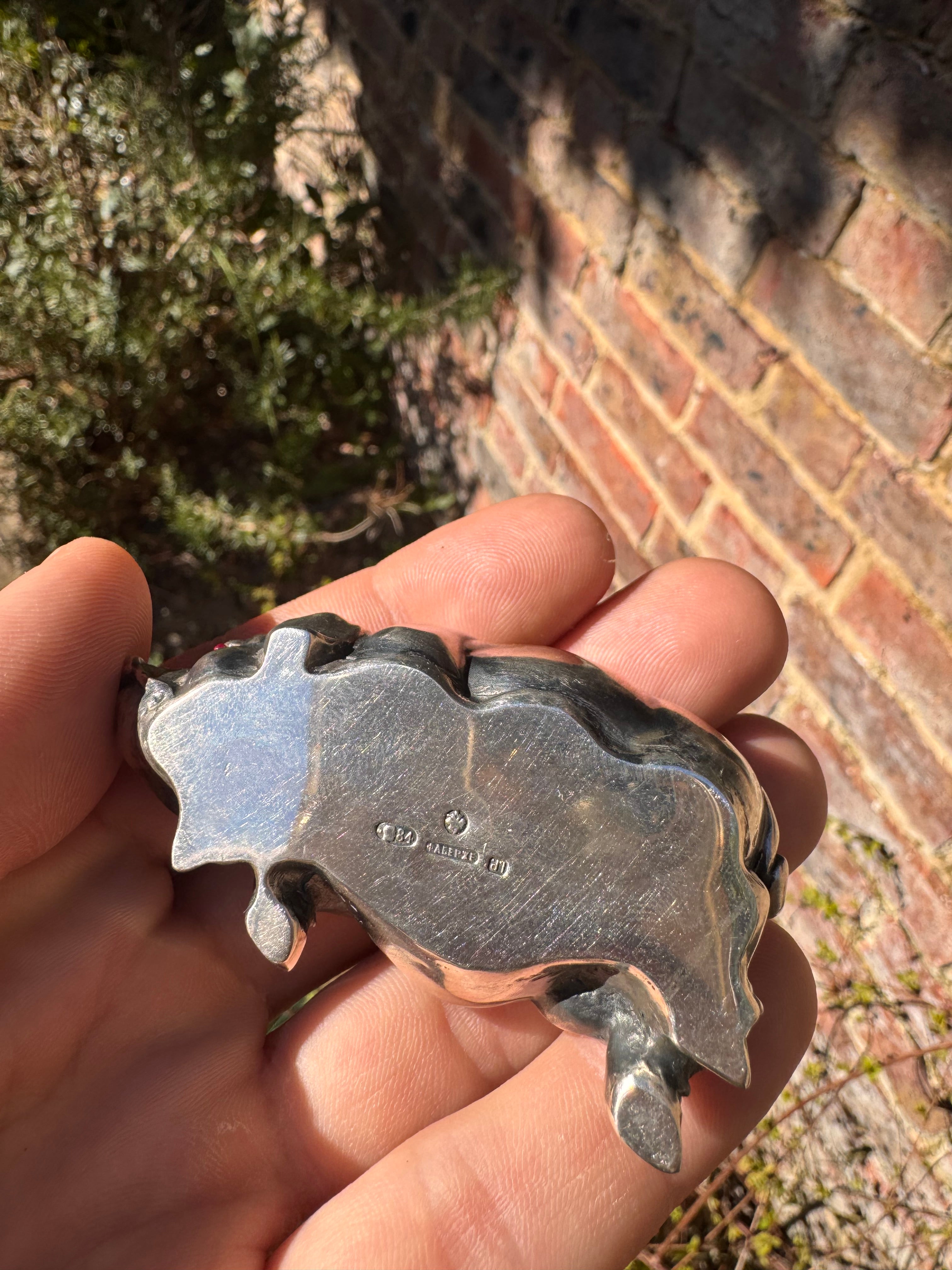 Russian Silver Pig with Ruby eyes signed IP (Faberge)