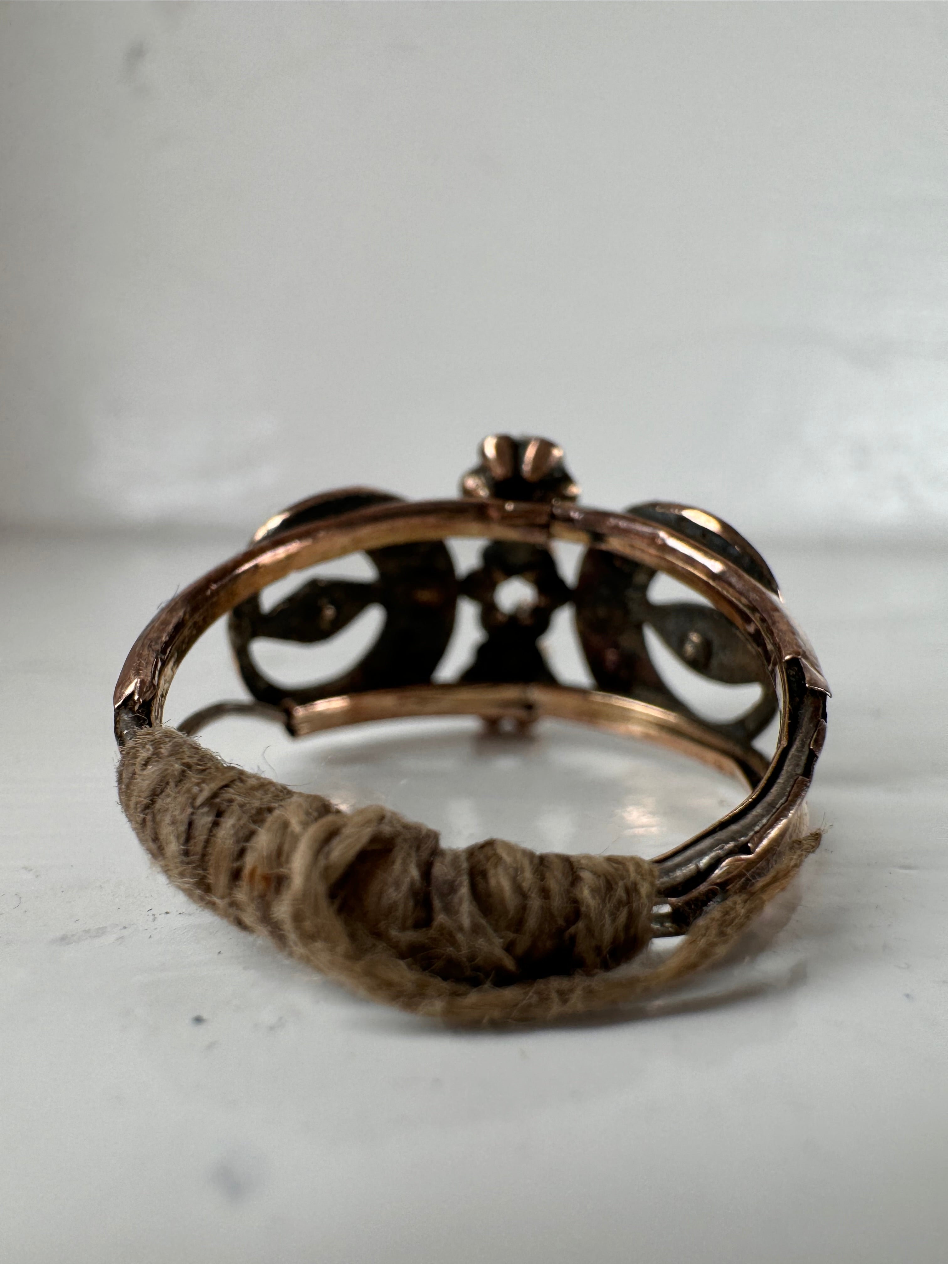 Vintage Italian Rose Metal Pearl Ornate Ring