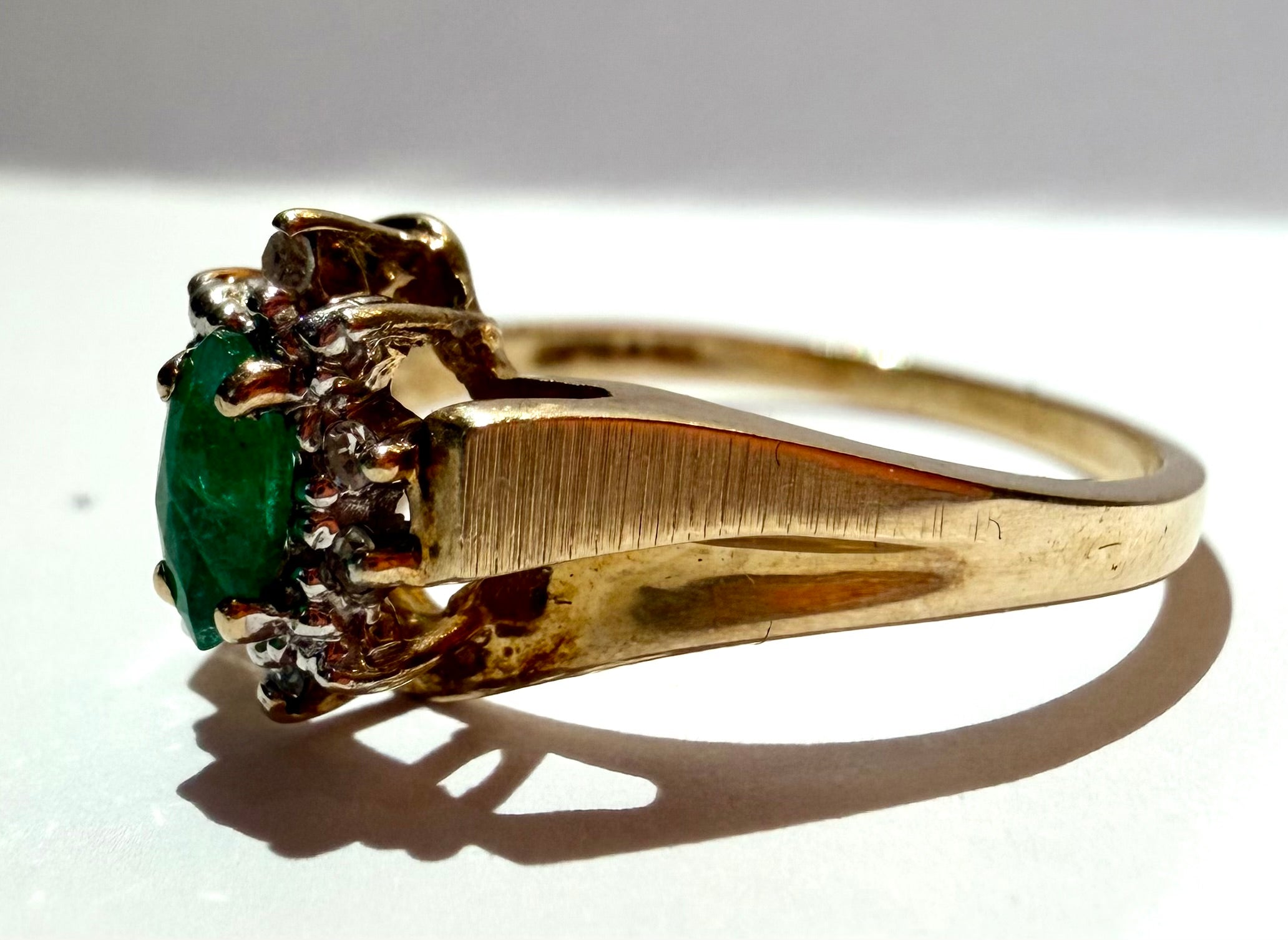 Lot 8: 18ct Yellow Gold Emerald Diamond Ring Estimate