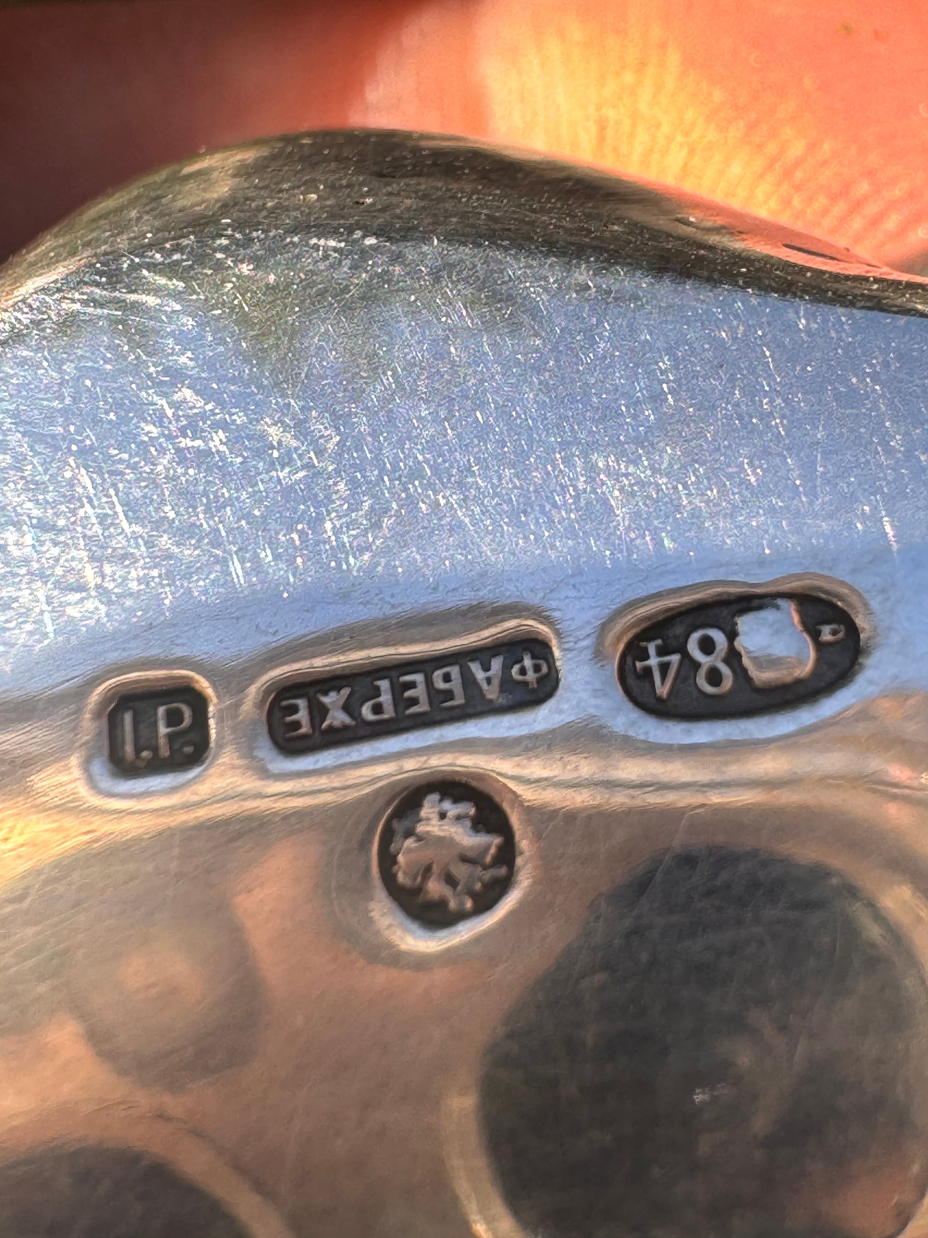 Russian Silver Pig with Ruby eyes signed IP (Faberge)