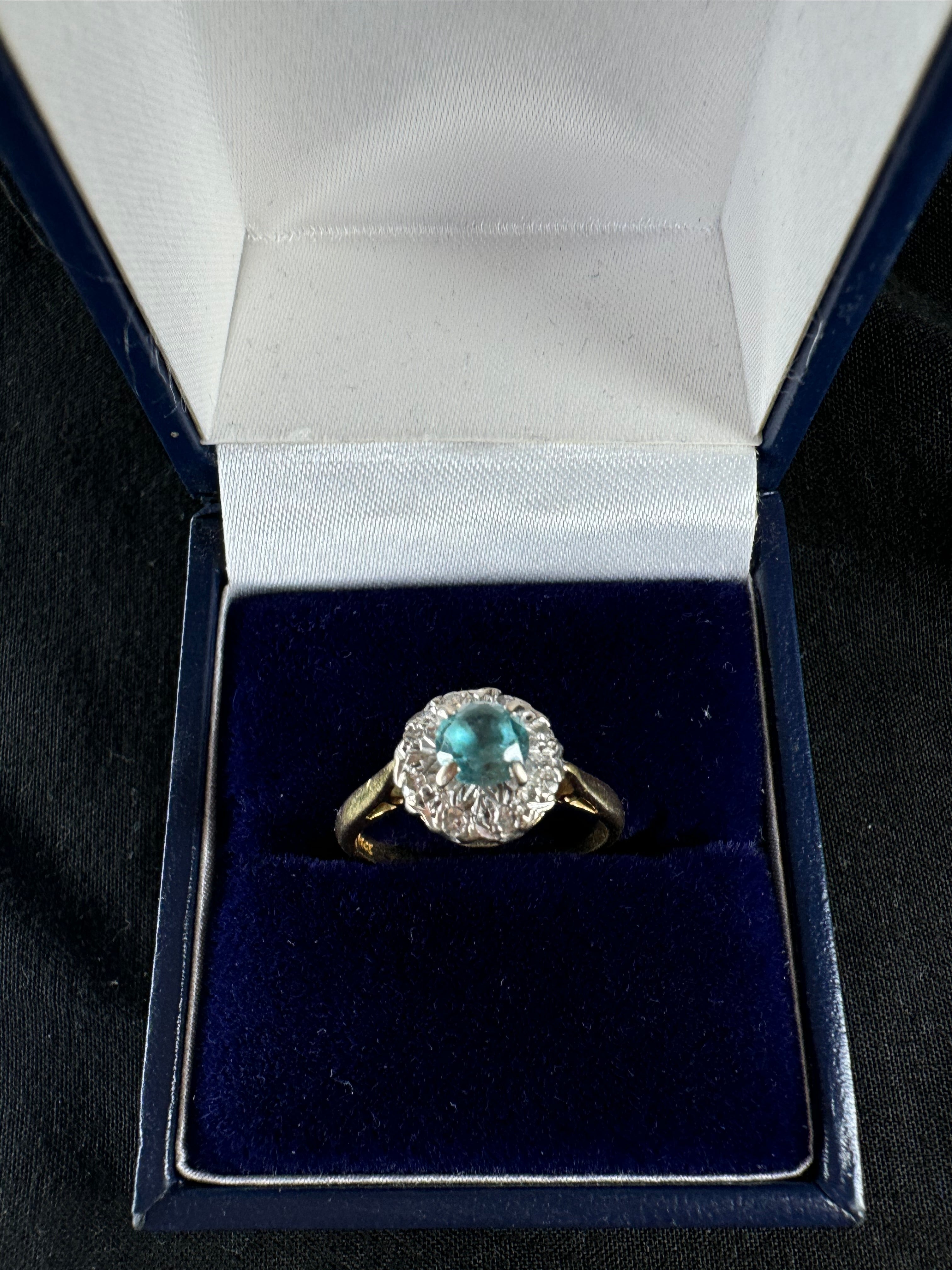 Antique 18ct Yellow Gold and Platinum Topaz Diamond Ring