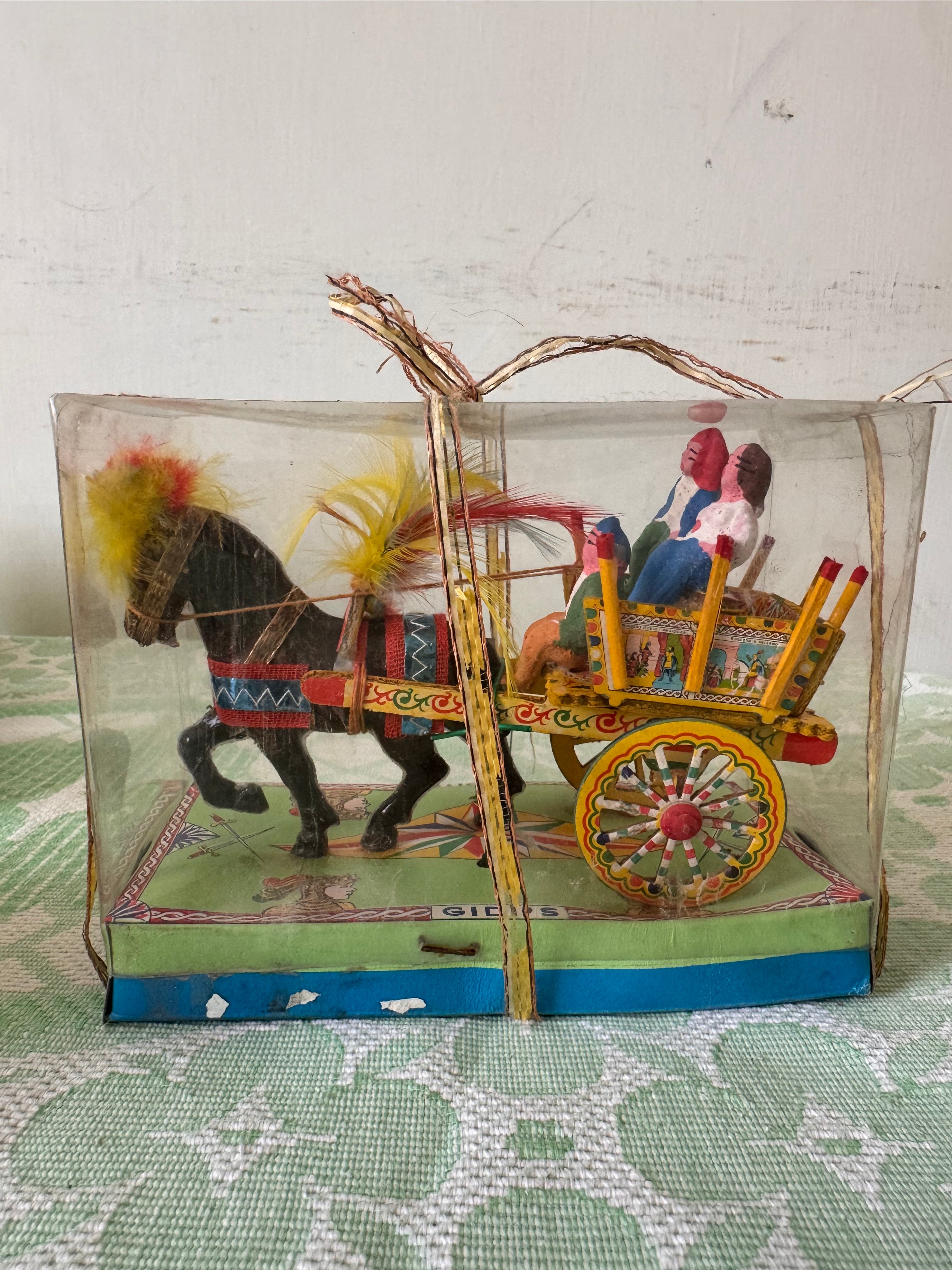 Vintage gidi's carrettino siciliano italy horse & cart figurine