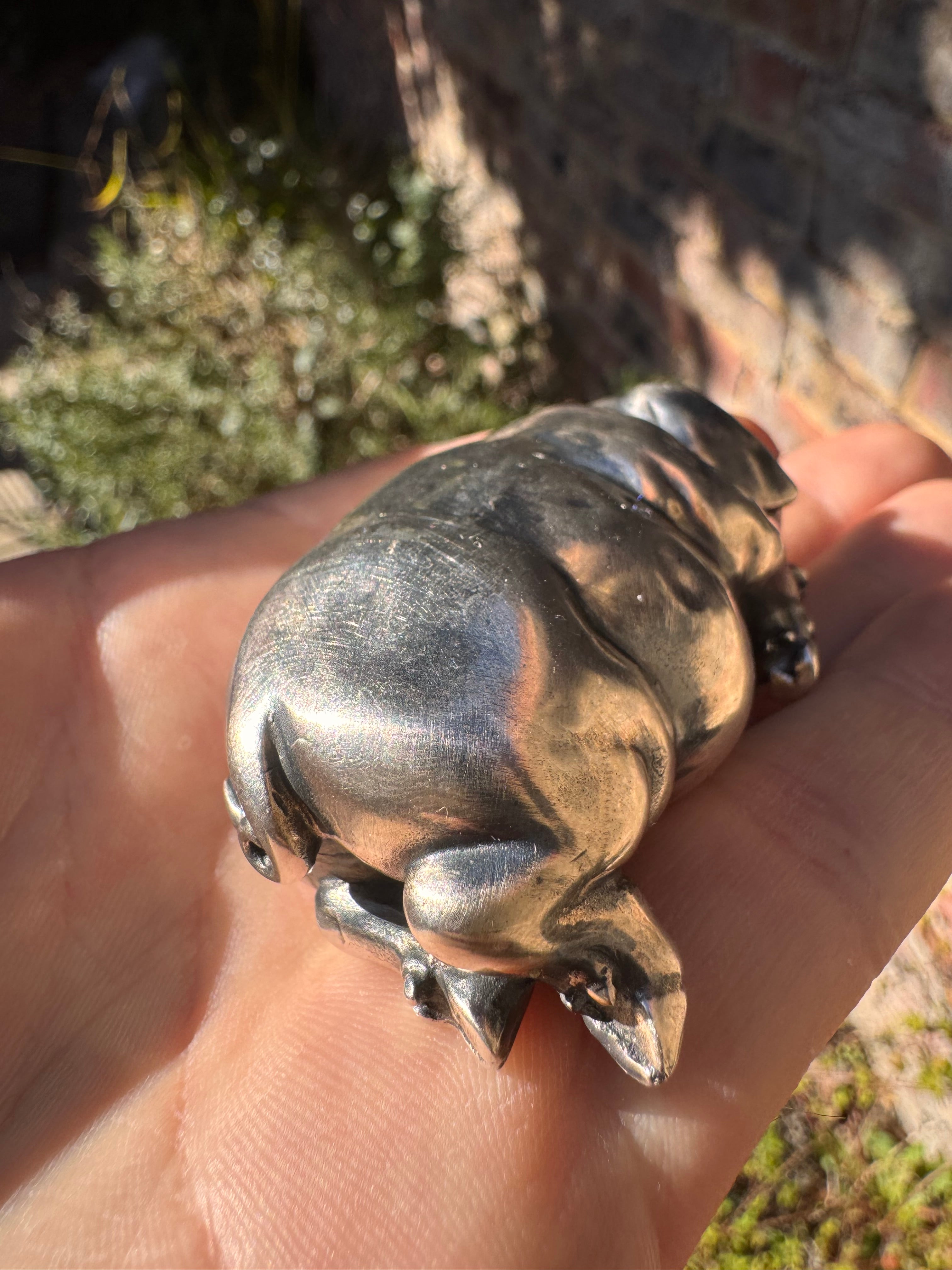 Russian Silver Pig with Ruby eyes signed IP (Faberge)