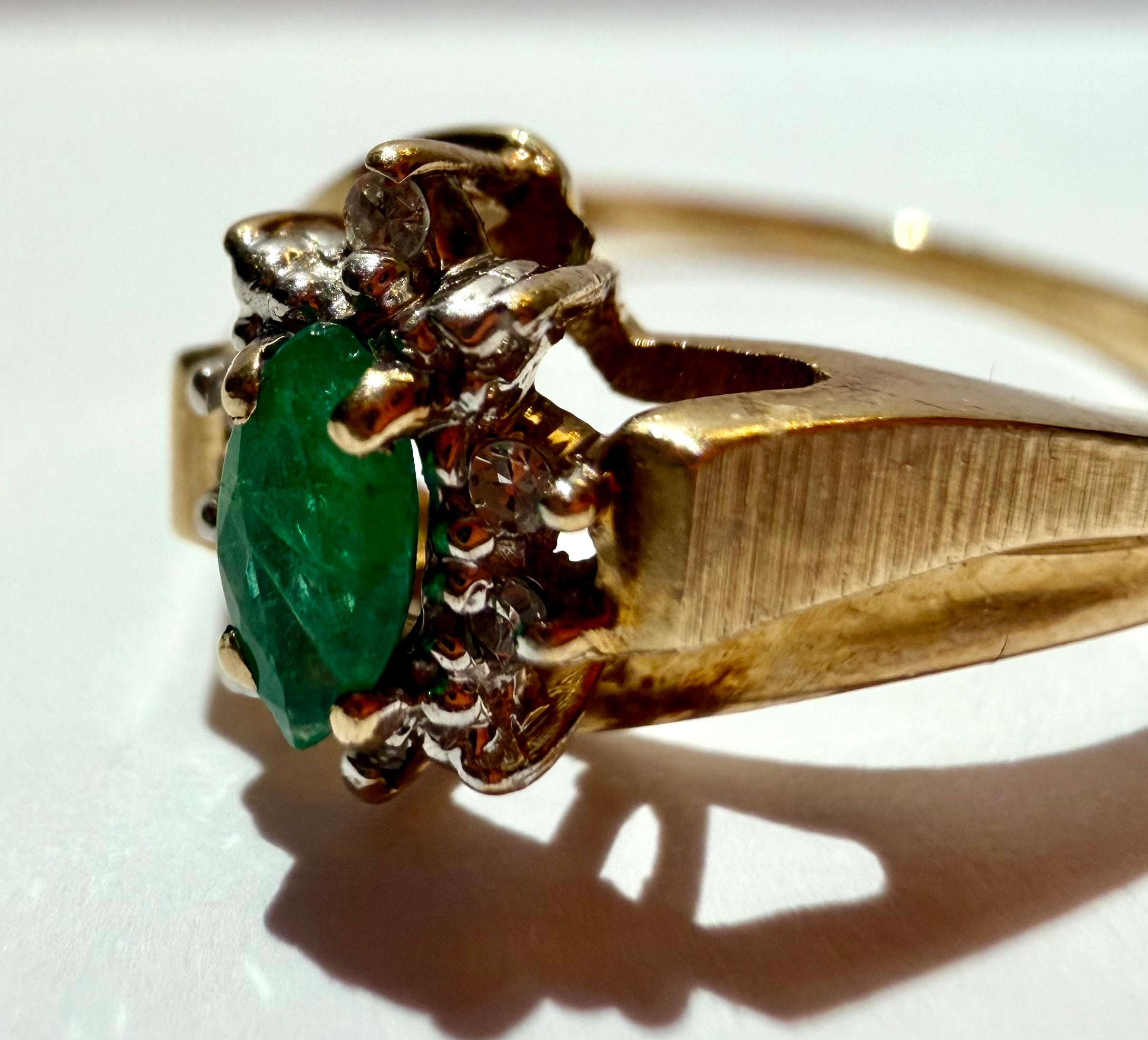 Lot 8: 18ct Yellow Gold Emerald Diamond Ring Estimate