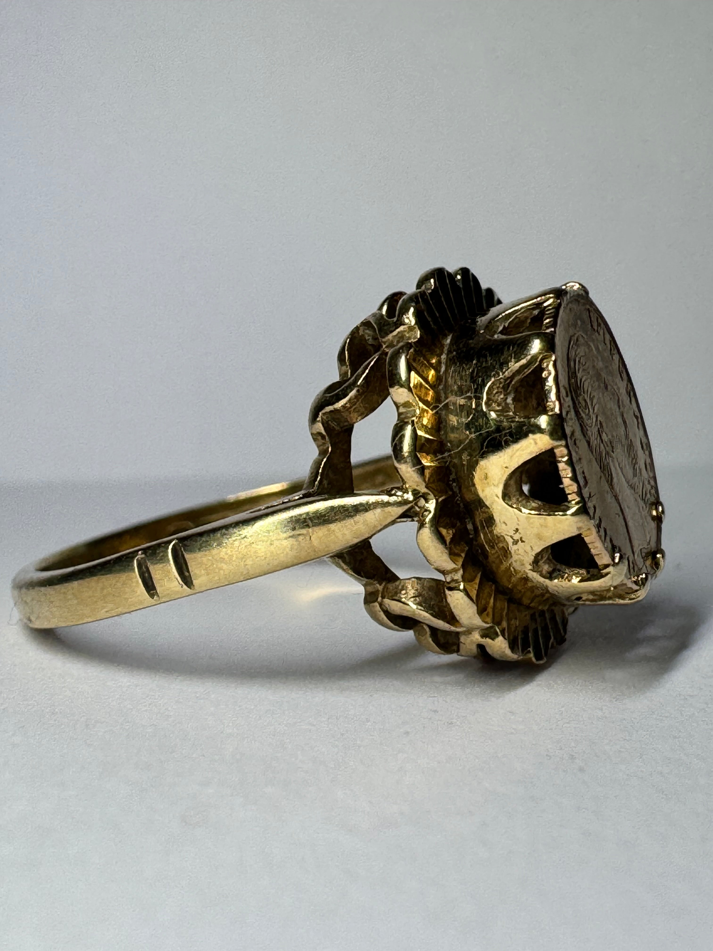 Vintage 9ct Yellow Gold Maximiliano Emperador Mexico Signet Ring 1865